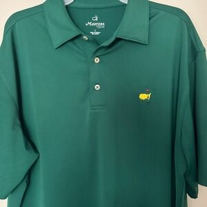 Masters Tech Polo Shirt Green Embroidered Logo Performance Mens Large